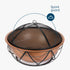 Volida Bowl Fire Pit with BBQ Grill - Copper